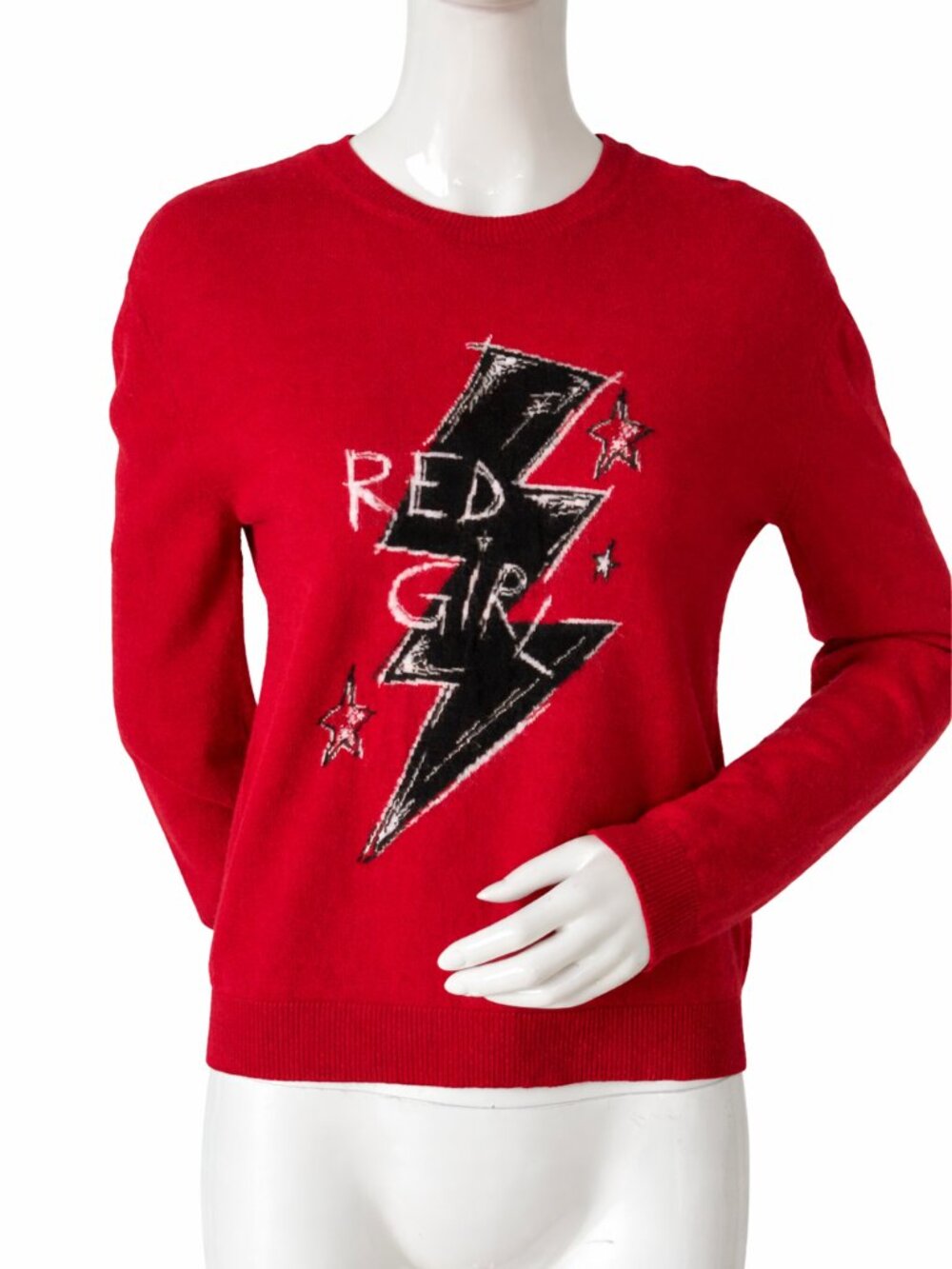 RED Valentino Red Wool Cashmere Lightning Bolt Sweater Size M